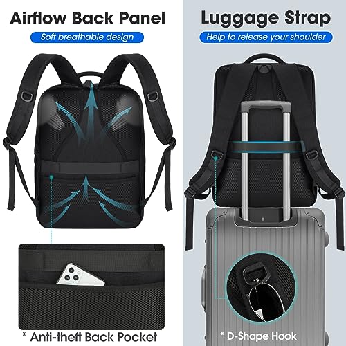 NUBILY Laptop Backpack 17 Inch Large Business Travel Backpacks for Men Women Waterproof Computer Backpack for Work College Bookbag TSA Friendly Carry on Backpack with USB Port, Black