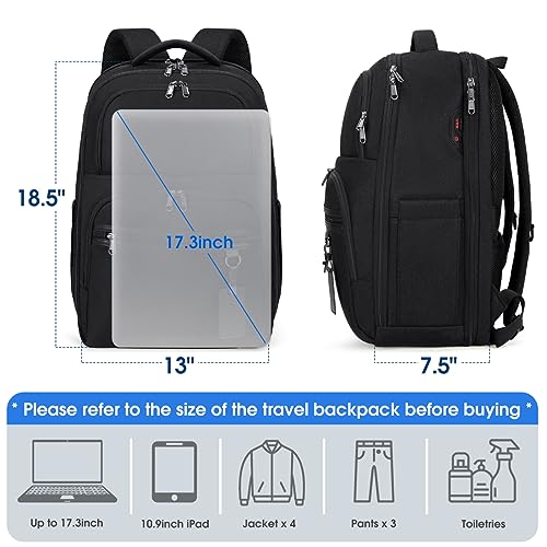 NUBILY Laptop Backpack 17 Inch Large Business Travel Backpacks for Men Women Waterproof Computer Backpack for Work College Bookbag TSA Friendly Carry on Backpack with USB Port, Black