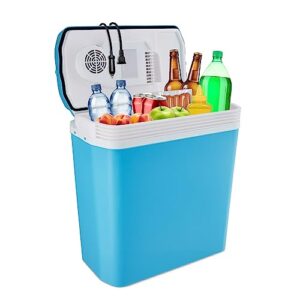 ivation electric cooler & warmer with handle | 24 l portable thermoelectric fridge for vehicles & trucks| 110v ac home power cord & 12v car adapter for camping, travel & picnics
