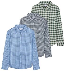 3-pack: mens long sleeve button up down shirt for men dress shirts slim casual plaid clothing clothes pocket cotton collar summer outfit fashion top tees tshirt lounge camisa para hombre - set 3, xl