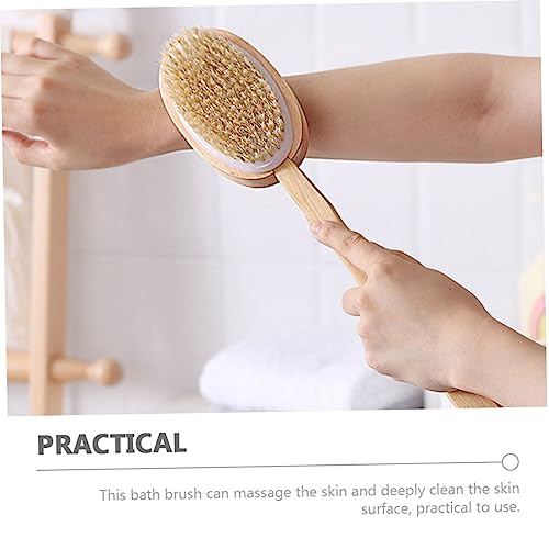 MARMERDO Bath Scrubber for Body Shower Scrub Brush for Body Lotion for Men Back Scrubber Back Scrubber for Bath Body Scrub Brush Exfoliating Brush Bullet Bath Brush Wooden Scraper Man Body