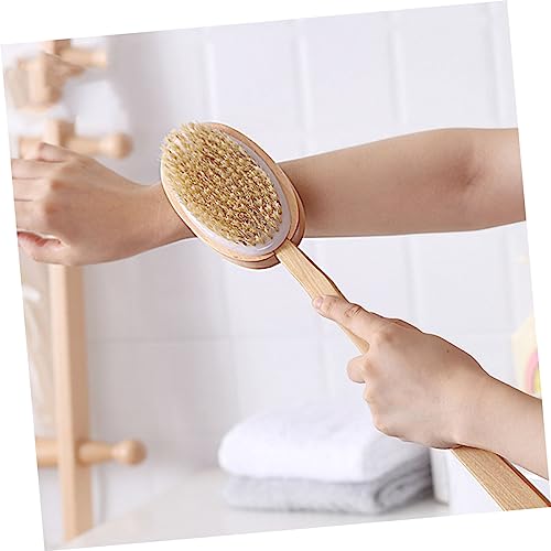 MARMERDO Bath Scrubber for Body Shower Scrub Brush for Body Lotion for Men Back Scrubber Back Scrubber for Bath Body Scrub Brush Exfoliating Brush Bullet Bath Brush Wooden Scraper Man Body