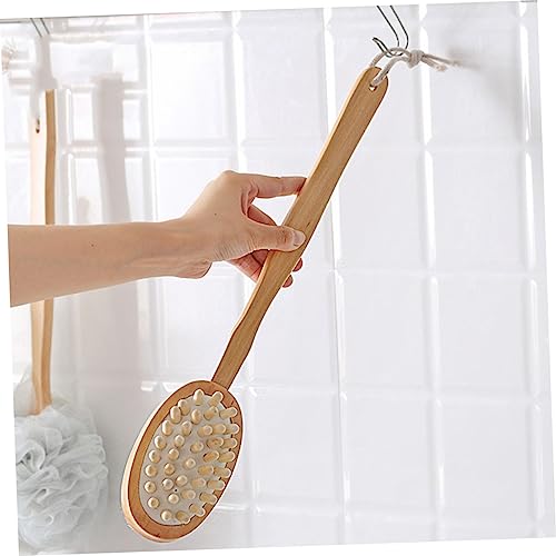 MARMERDO Bath Scrubber for Body Shower Scrub Brush for Body Lotion for Men Back Scrubber Back Scrubber for Bath Body Scrub Brush Exfoliating Brush Bullet Bath Brush Wooden Scraper Man Body