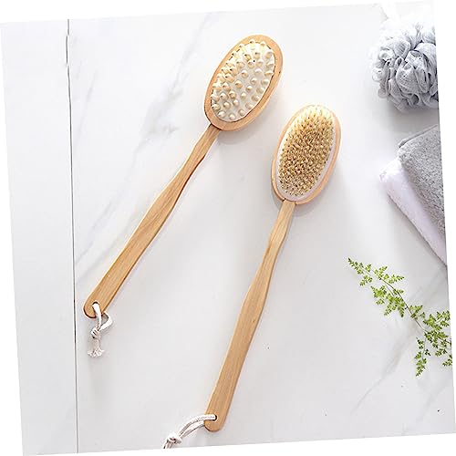 MARMERDO Bath Scrubber for Body Shower Scrub Brush for Body Lotion for Men Back Scrubber Back Scrubber for Bath Body Scrub Brush Exfoliating Brush Bullet Bath Brush Wooden Scraper Man Body