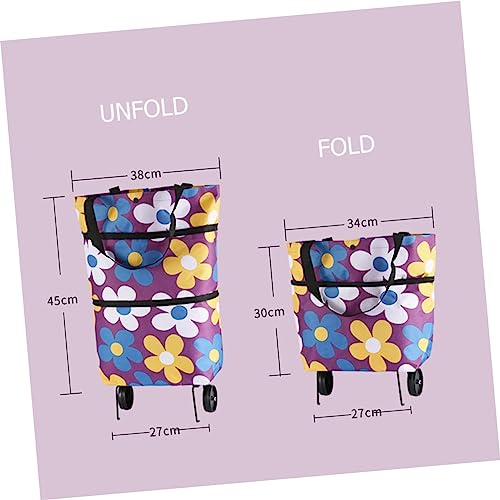 Ciieeo Pull Bag Collapsible Trolley Bags Tote Portable Wagon Shopping Trolley Trolly Cart with Wheels Plastic Wheelbarrow Shopping Bag Shopping Cart Grocery Cart with Wheels Handbag