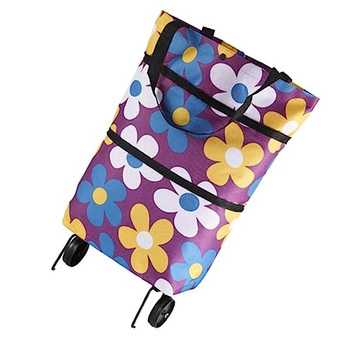 Ciieeo Pull Bag Collapsible Trolley Bags Tote Portable Wagon Shopping Trolley Trolly Cart with Wheels Plastic Wheelbarrow Shopping Bag Shopping Cart Grocery Cart with Wheels Handbag