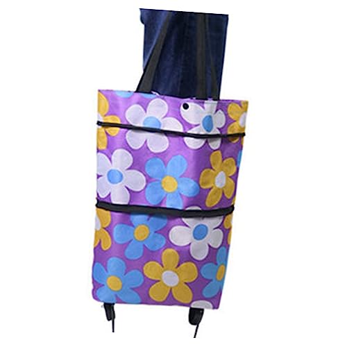 Ciieeo Pull Bag Collapsible Trolley Bags Tote Portable Wagon Shopping Trolley Trolly Cart with Wheels Plastic Wheelbarrow Shopping Bag Shopping Cart Grocery Cart with Wheels Handbag