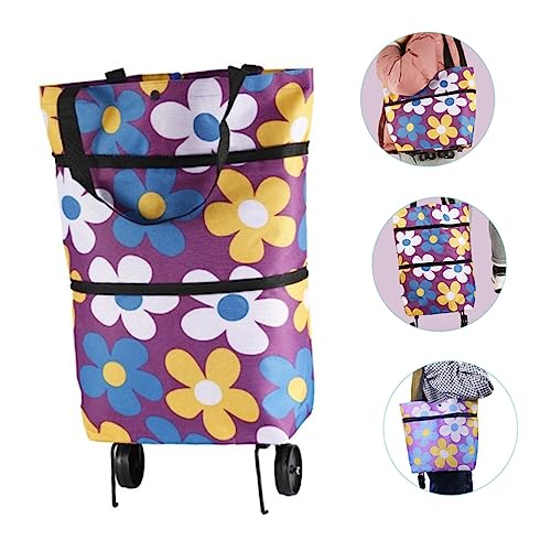 Ciieeo Pull Bag Collapsible Trolley Bags Tote Portable Wagon Shopping Trolley Trolly Cart with Wheels Plastic Wheelbarrow Shopping Bag Shopping Cart Grocery Cart with Wheels Handbag