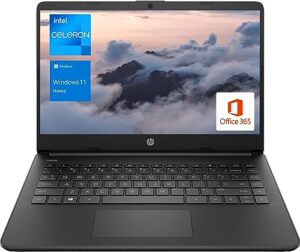 hp portable laptop, student and business, 14" hd display, intel quad-core n4120, 8gb ddr4 ram, 64gb emmc, 1 year office 365, webcam, sd card reader, hdmi, wi-fi, windows 11 home, black, kke mousepad