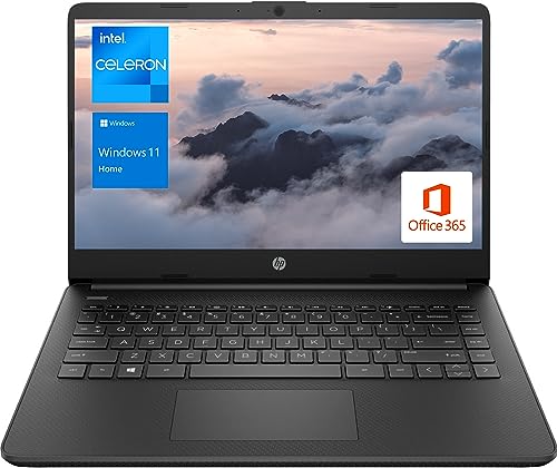 HP Portable Laptop, Student and Business, 14" HD Display, Intel Quad-Core N4120, 8GB DDR4 RAM, 64GB eMMC, 1 Year Office 365, Webcam, SD Card Reader, HDMI, Wi-Fi, Windows 11 Home, Black, KKE Mousepad