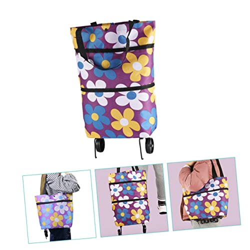 MAGICLULU Pull Bag Foldable Grocery Bags Folding Wagons Trolly Cart with Wheels Folding Shopping Folding Shopping Cart with Wheels Folding Cart with Wheels Shopping Cart Bag Shopping Bag Abs