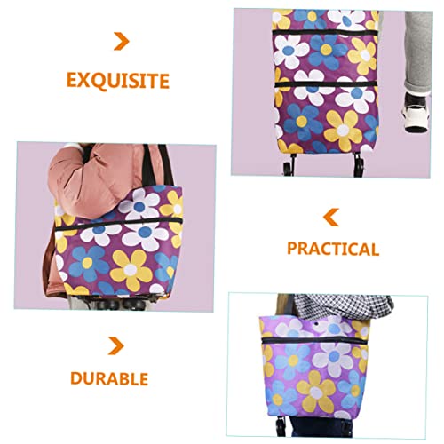 MAGICLULU Pull Bag Foldable Grocery Bags Folding Wagons Trolly Cart with Wheels Folding Shopping Folding Shopping Cart with Wheels Folding Cart with Wheels Shopping Cart Bag Shopping Bag Abs
