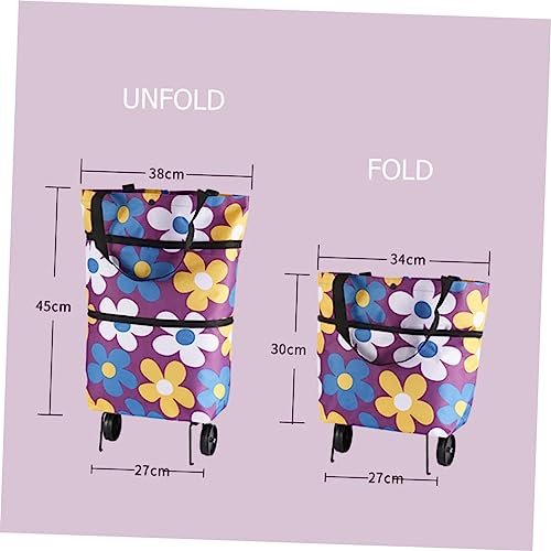 MAGICLULU Pull Bag Foldable Grocery Bags Folding Wagons Trolly Cart with Wheels Folding Shopping Folding Shopping Cart with Wheels Folding Cart with Wheels Shopping Cart Bag Shopping Bag Abs