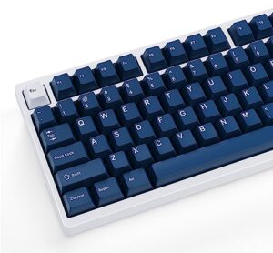 kfapbt white on navy keycap set for mechanical keyboard, 152 keys set custom keycap set, cherry profile, compatiable with 100%, 75%, 65%, 60% keyboards