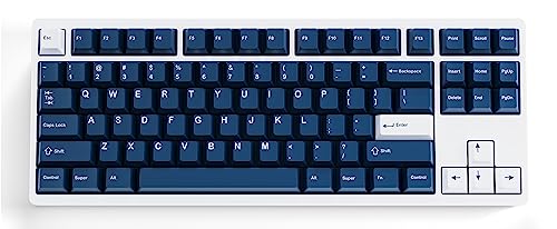 kfaPBT White on Navy Keycap Set for Mechanical Keyboard, 152 Keys Set Custom Keycap Set, Cherry Profile, Compatiable with 100%, 75%, 65%, 60% Keyboards