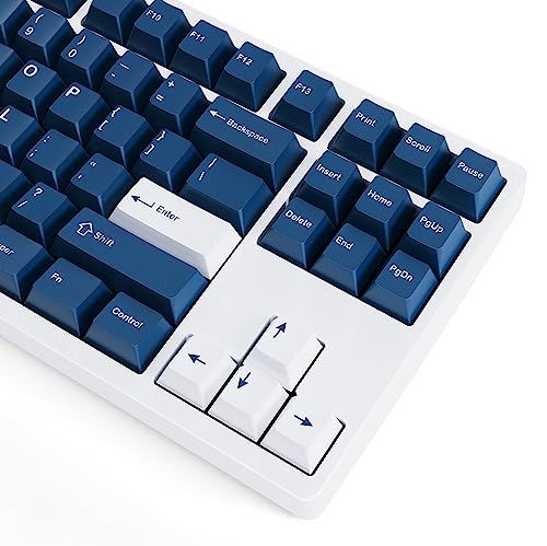 kfaPBT White on Navy Keycap Set for Mechanical Keyboard, 152 Keys Set Custom Keycap Set, Cherry Profile, Compatiable with 100%, 75%, 65%, 60% Keyboards