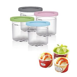 containers replacement for ninja creami pints and lids - 4 pack 16oz, compatible with nc301 nc300 nc299amz series ice cream maker, dishwasher safe, silicone lid