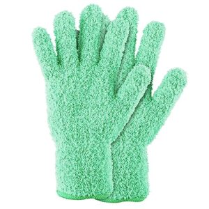sibba 2pcs microfiber dusting mitt gloves auto household cleaning mittens cloth reusable washable gloves for men women kitchen house blinds plants mirrors lamps car cleaning (cyan)