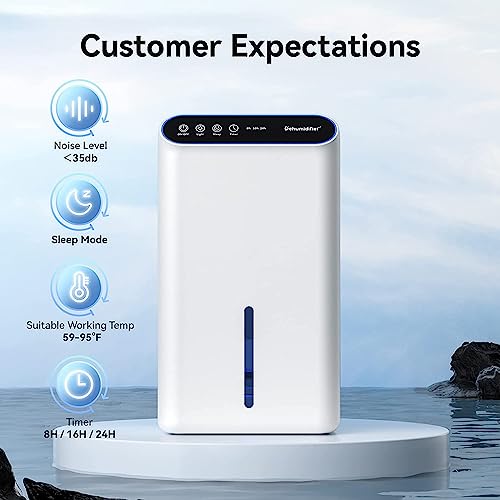 Dehumidifiers for Home, Up to 800 Sq.ft, 86oz Water Tank, Dehumidifiers for Bedroom with Essential Oil Diffuser, 7 Color LED Light, 24H Timer, Auto Shut-off, Ideal for Bathroom Basement Closet RV