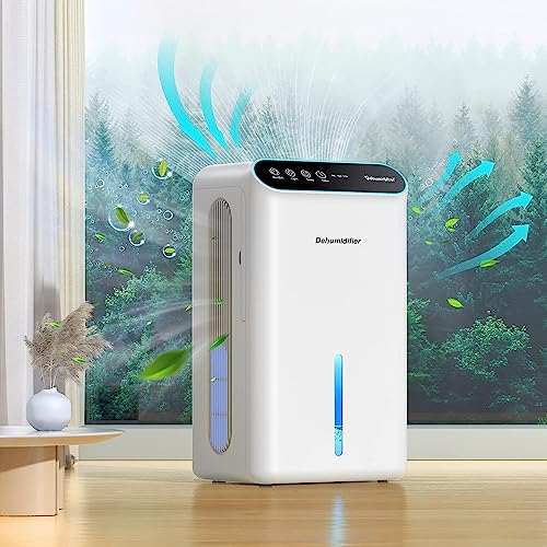 Dehumidifiers for Home, Up to 800 Sq.ft, 86oz Water Tank, Dehumidifiers for Bedroom with Essential Oil Diffuser, 7 Color LED Light, 24H Timer, Auto Shut-off, Ideal for Bathroom Basement Closet RV