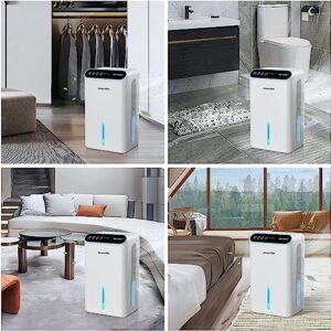 Dehumidifiers for Home, Up to 800 Sq.ft, 86oz Water Tank, Dehumidifiers for Bedroom with Essential Oil Diffuser, 7 Color LED Light, 24H Timer, Auto Shut-off, Ideal for Bathroom Basement Closet RV