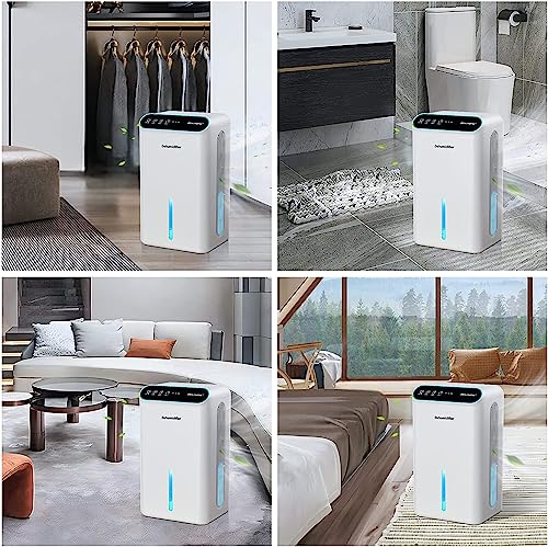 Dehumidifiers for Home, Up to 800 Sq.ft, 86oz Water Tank, Dehumidifiers for Bedroom with Essential Oil Diffuser, 7 Color LED Light, 24H Timer, Auto Shut-off, Ideal for Bathroom Basement Closet RV