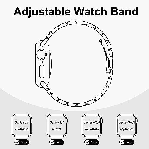 MERUYOO Gold Watch Bands Compatible with Apple Watch Band 38mm 40mm 41mm 42mm 44mm 45mm for Women, with TPU Case - Slim and Thin Stainless Steel Replacement Adjustable Wristband for iWatch Series.