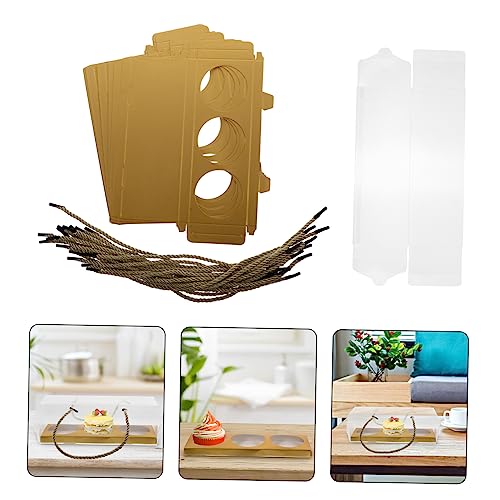 ULTECHNOVO 10pcs Boxes Packing Box Plastic Food Containers Mini Hinges Mini Cookies Paper Cupcake Holder Container Ritz Crackers with Cheese Macarons Cookies Nylon Golden Takeaway Boxes Candy