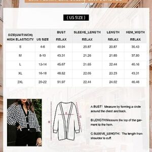 Dokotoo Womens Cardigan Sweaters Color Block V Neck Pearl Button Down Long Sleeve Plaid Cardigans Coats Casual Cable Knit Ribbed Fall Winter Ladies Loose Fit Jackets Outerwear Black XL