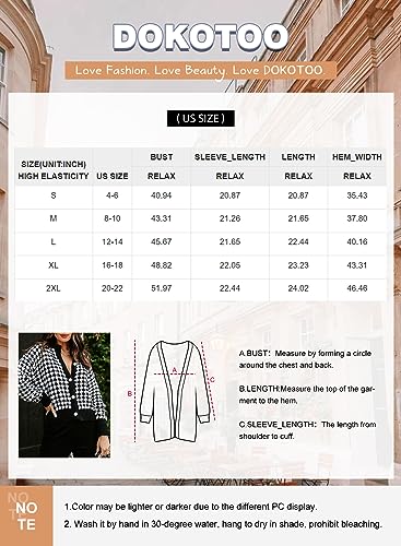 Dokotoo Womens Cardigan Sweaters Color Block V Neck Pearl Button Down Long Sleeve Plaid Cardigans Coats Casual Cable Knit Ribbed Fall Winter Ladies Loose Fit Jackets Outerwear Black XL