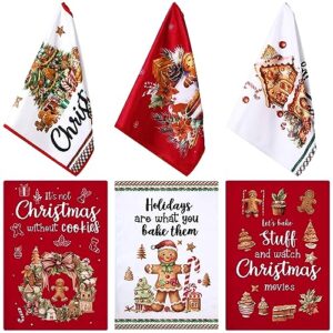 6 packs christmas gingerbread man kitchen hand towels 12 x 18 inch gingerbread man kitchen towels and dish towels set wash cloths towels for christmas african drying, cleaning, cooking baking
