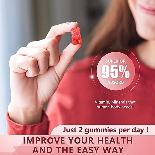 Calcium Magnesium Zinc with Vitamin D3 Gummies, Sugar Free Calcium Supplements for Women Men, High Absorption Zinc Gummies for Bone & Muscle & Immune Health, Vegan Raspberry Flavor - 120 Count