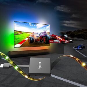 lytmi tv led backlight with hdmi 2.0 sync stick immersive rgbic backlight for 56-75 inch tvs plug and play cuttable tv light strips sync tv lights for games music movies