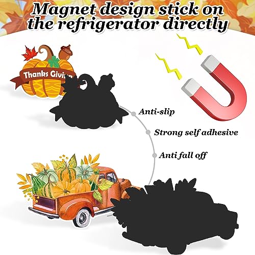 Whaline 15Pcs Thanksgiving Fridge Magnets Truck Pumpkin Turkey Gnome Refrigerator Magnets Thankful Magnetic Stickers for Autumn Holiday Home Office School Kitchen Locker Decoration