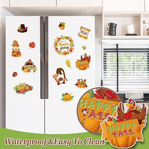 Whaline 15Pcs Thanksgiving Fridge Magnets Truck Pumpkin Turkey Gnome Refrigerator Magnets Thankful Magnetic Stickers for Autumn Holiday Home Office School Kitchen Locker Decoration