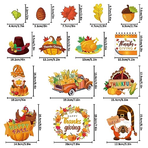 Whaline 15Pcs Thanksgiving Fridge Magnets Truck Pumpkin Turkey Gnome Refrigerator Magnets Thankful Magnetic Stickers for Autumn Holiday Home Office School Kitchen Locker Decoration