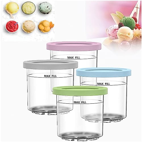 DISXENT Creami Pints and Lids, for Creami Ninja Ice Cream,16 OZ Creami Deluxe Pints Bpa-Free,Dishwasher Safe Compatible NC301 NC300 NC299AMZ Series Ice Cream Maker