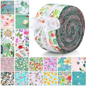 40 pcs cotton jelly fabric roll quilting strips different patterns patchwork jelly fabric strips roll craft sewing supplies for quilters crafting sewing diy crafts, 39.37 x 2.56 inches (floral)