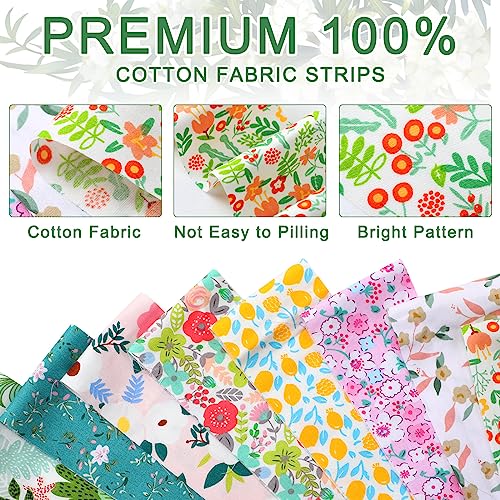 40 Pcs Cotton Jelly Fabric Roll Quilting Strips Different Patterns Patchwork Jelly Fabric Strips Roll Craft Sewing Supplies for Quilters Crafting Sewing DIY Crafts, 39.37 x 2.56 Inches (Floral)