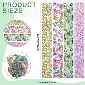 40 Pcs Cotton Jelly Fabric Roll Quilting Strips Different Patterns Patchwork Jelly Fabric Strips Roll Craft Sewing Supplies for Quilters Crafting Sewing DIY Crafts, 39.37 x 2.56 Inches (Floral)