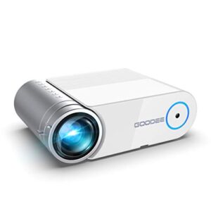 mini projector for iphone, goodee 2023 upgraded video projector, portable projector with carry bag, movie projector compatible with android/ios/windows/tv stick/hdmi/usb