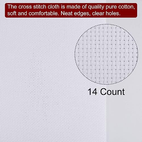 HARFINGTON 14 Count Cross Stitch Cloth 12 by 20 Inch Cross Stitch Fabric 5PCS Classic Reserve Embroidery Cloth for Craft Embroidery, Handmade Needlework, DIY Handicrafts, Pure White