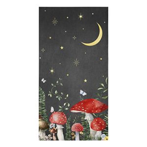 farm mushroom plant kitchen dish towels,1 pack night moon and stars black hand towel absorbent dish cloth quick drying microfiber terry cloths tea towel for dishes counter/bar forest botanical