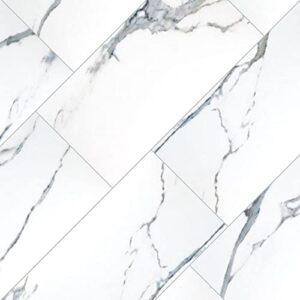 12x24 white with bardiglio grey veining porcelain floor tile for kitchen, backsplash, countertop, bathroom, fireplace surround (polished, pallet of 60 pieces (116 sq.ft))