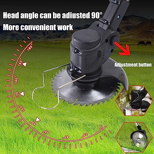 Weed Wacker Cordless Electric Battery Powered Weed Eater, 21V Lightweight Grass Trimmer Edger Lawn Tool with 2Pcs 2000mAh Battery, Push Wheeled Weed Brush Cutter No String Trimmer for Yard and Garden