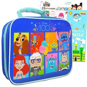 disney 100 lunch box for kids set - bundle with disney lunch bag featuring ariel, stitch, buzz lightyear, more plus stickers | disney lunch box for girls
