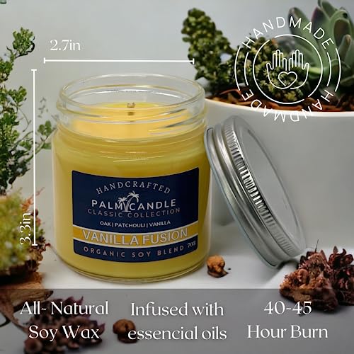 Vanilla & Wood Fusion Premium Soy Candle for Home Scented Candle 7 Ounces of Pure Aromatic Bliss 45 Hours of Burn Time Exquisite Aromatherapy with Essential Oils Elegant Glass Jar