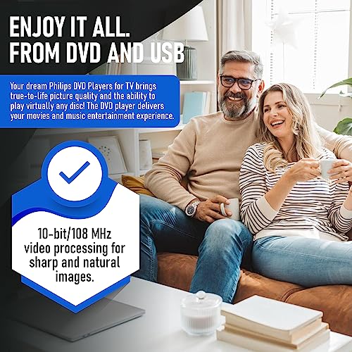 Philips DVD Players for TV with HDMI Port 1080P All Region HD DVD Player for Smart TV USB Input Remote Control Device and RCA Cable Mini DVD CD Player for Home Stereo System Multi Region PAL/NTSC