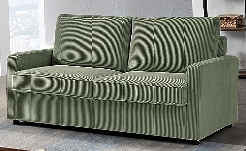 Container Furniture Direct Reversible Sleeper Sofa with Memory Foam Mattress, Comfortable and Durable Queen Size Bed Couch for Living Rooms, Upholstered with Corduroy Fabric, 70" Wide, Dark Green