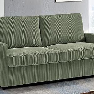 Container Furniture Direct Reversible Sleeper Sofa with Memory Foam Mattress, Comfortable and Durable Queen Size Bed Couch for Living Rooms, Upholstered with Corduroy Fabric, 70" Wide, Dark Green